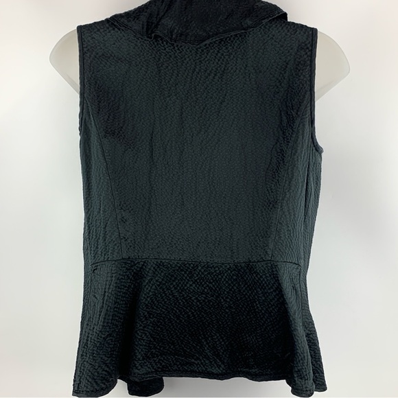 Tory Burch Black Ruffled Sleeveless Tank Dressy Blouse 100% SILK - Size 2 - Picture 2 of 10